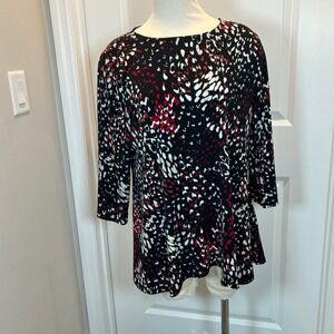 JM Collection Women's PXL Abstract Print 3/4 Sleeve Tunic Top